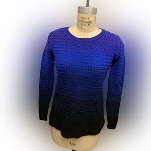 St John Timeless Luxury Knit Variegated Blue to Black Tunic 💯% Wool Size Small